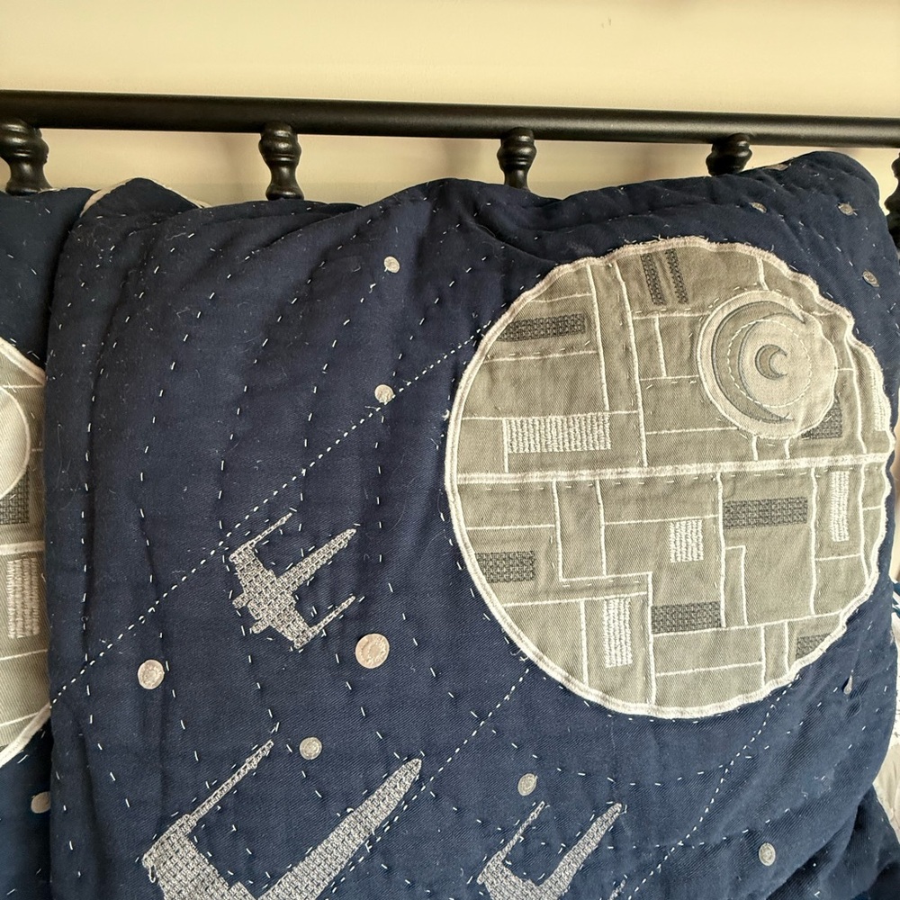 Pottery Barn Teen Star Wars Blue and Gray Space-Themed Pillow